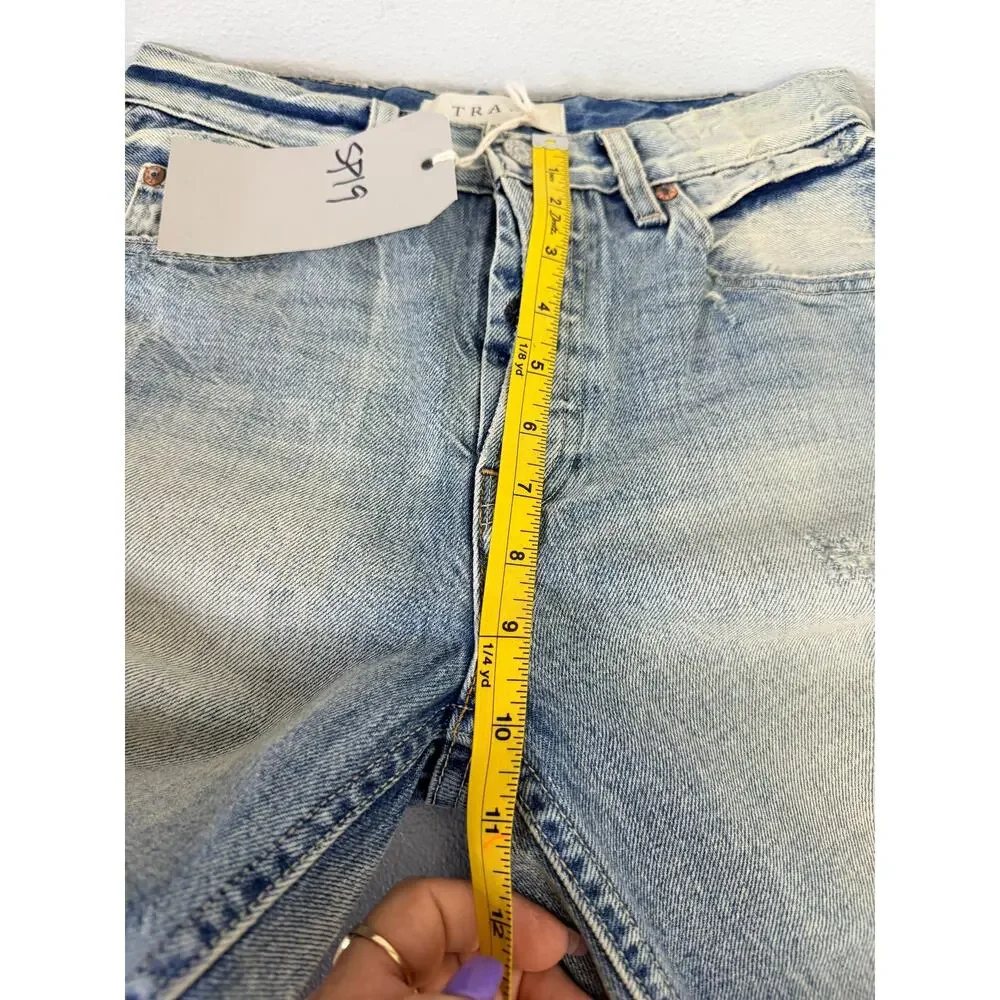 TRAVE Distressed Straight Leg Jeans Raw Hem Cropped 26 - Picture 3 of 10